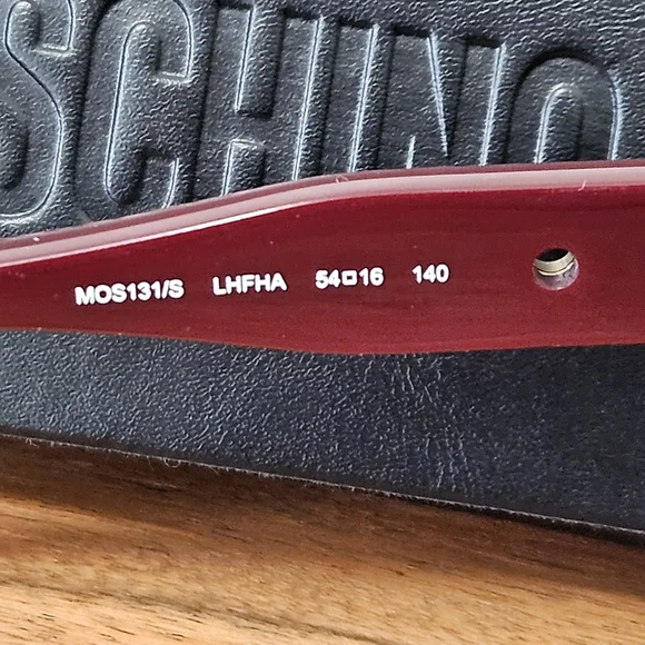 NEW Moschino Burgundy Sunglasses with Gold Buckle Accent - Picture 7 of 8